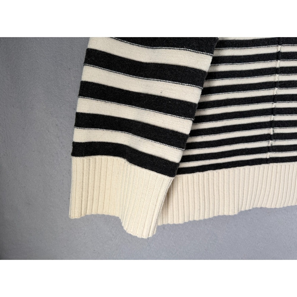 Anthropologie Maeve Chandler Sweater Womens XL Black Cream Boxy Minimalist Chic - Picture 6 of 14